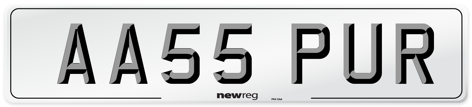 AA55 PUR Number Plate from New Reg
